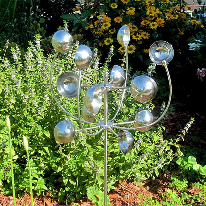 

Iron Windmill 3D Wind Powered Kinetic Sculpture Lawn Metal Wind Spinners Outdoor Yard