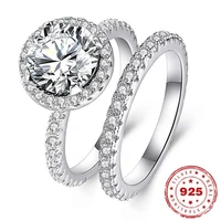 14 k rose gold color real natural round diamond ring for women 2 carat diamond silver 925 jewelry gemstone bizuteria ring box