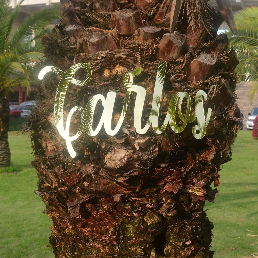 Индивидуальный акриловый знак с именем выберите шрифт зеркальный золотой для