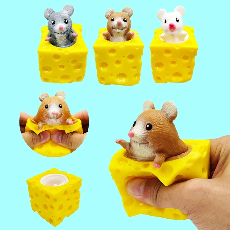 

Fidget Toys Anxiety Release Cheese Mouse Squeeze Toy Vent Toy Mouse Scary Pinch Decompression Toy Gift for Kids Boy Girl A2UB