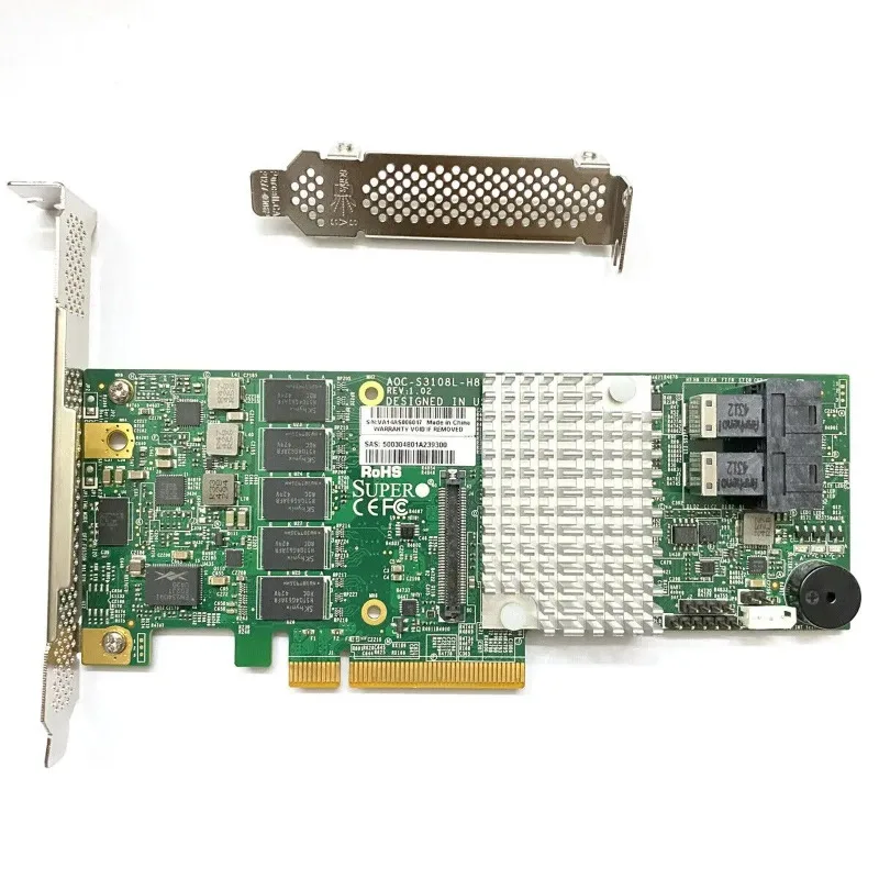 Фото Supermicro AOC-S3108L-H8iR 8-портовый RAID-контроллер SAS SATA с кэш-памяти 2 ГБ №1