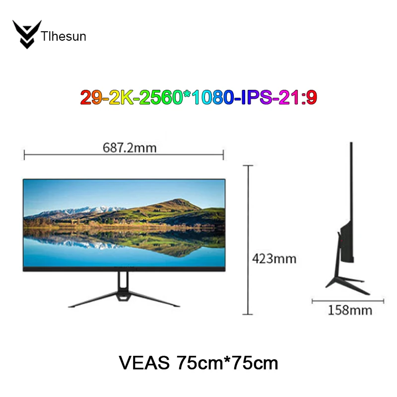Монитор 29 дюймов IPS 2K-100 Гц, WFHD, широкий дисплей, разрешение 2560 ...