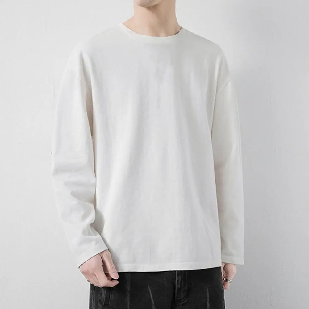 

Stylish Male Bottoming Shirt Cozy Men Pullover Top O-Neck Relaxed Fit Moisture Absorption T-shirt Streetwear