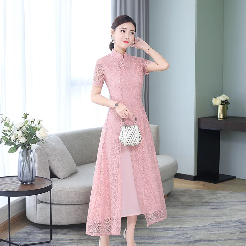 Старое старинное Новинка весна-лето 2024 платье для женщин среднего возраста