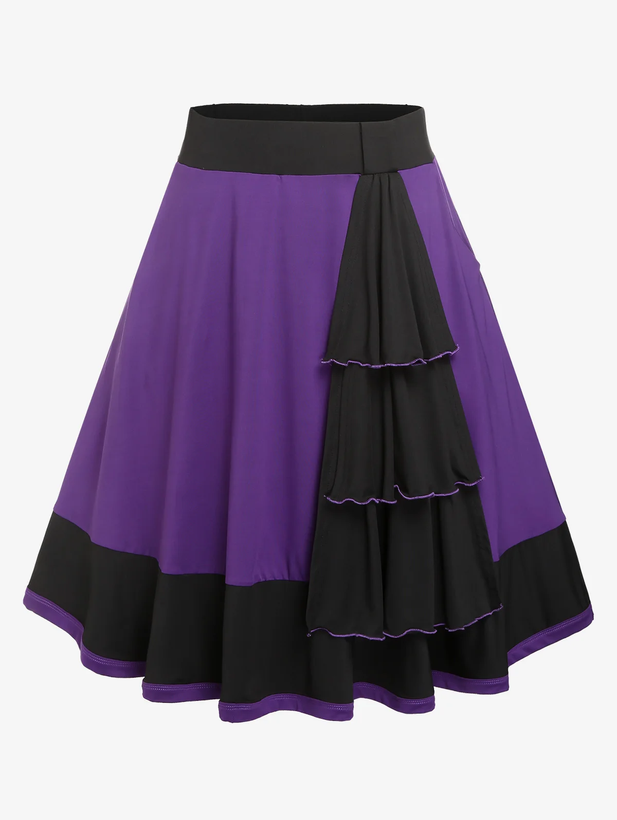 

ROSEGAL Women's Plus Size Skirts Elastic Waist Colorblock Layered Midi Skirt 2023 New Gothic Bottoms Oversize Skirt 4XL
