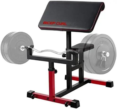 

Preacher Curl Bench, Strength Training Biceps Station, Gym Quality Seated Bench with Moving Wheels