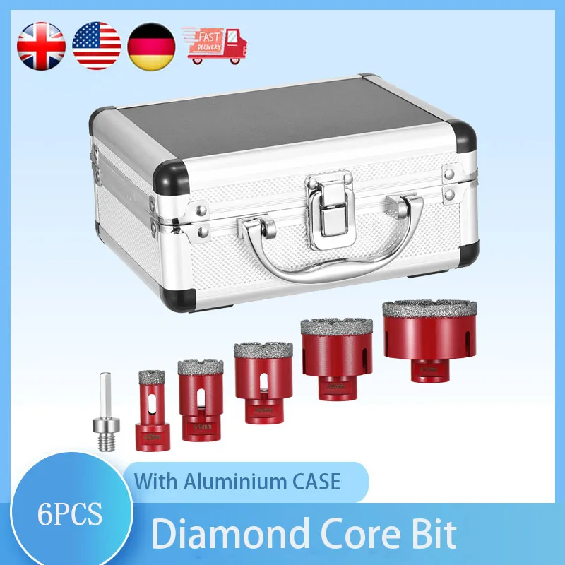 Diamond Core Bit For Tiles/Porcelain Stoneware,Core Bits For Angle Grinder M14 SET With Aluminium CASE Ceramic/Granite