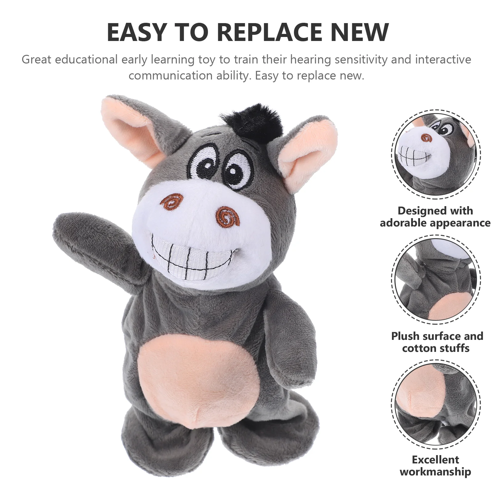 Игрушка Говорящий осел интерактивные плюшевые игрушки мягкие для записи голоса
