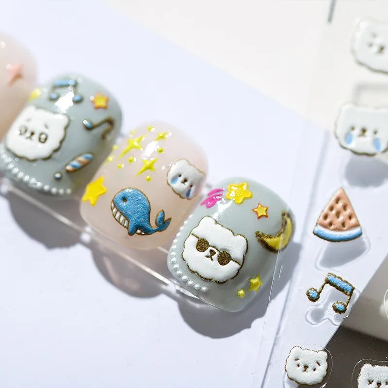 Музыкальный маленький медведь 5D мягкие рельефные Самоклеящиеся украшения для