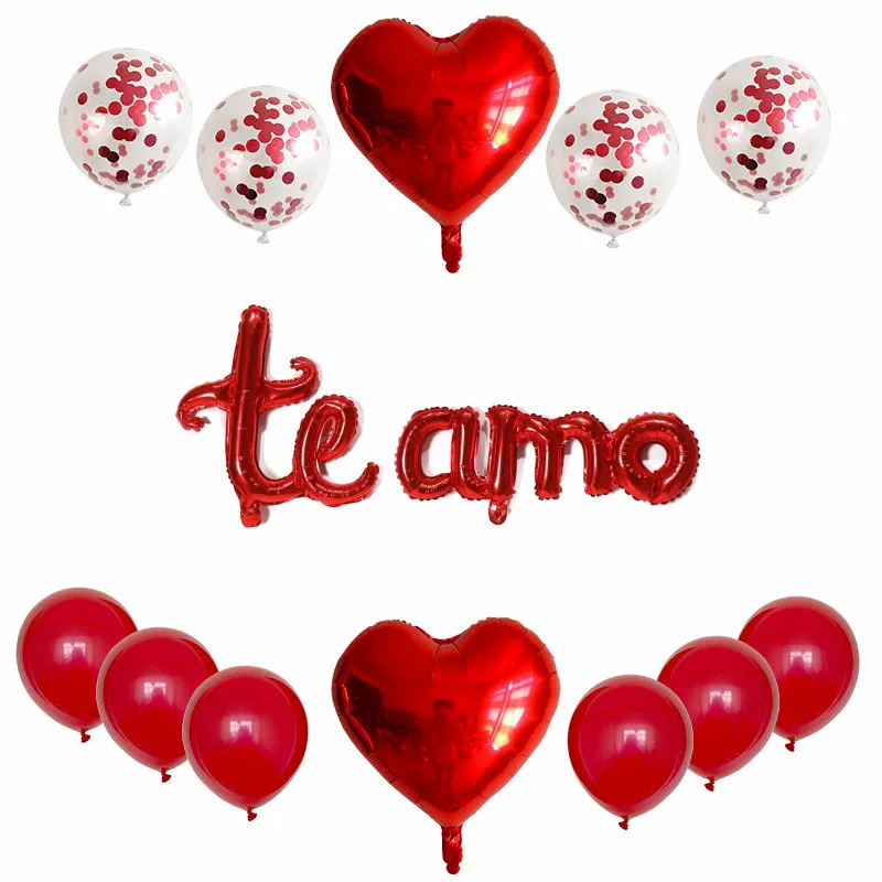 

14pcs I Love You Spanish Te amo Letter Balloons Groom Bride Anniversary Ballons Romantic Wedding Valentines Decoration Supplies