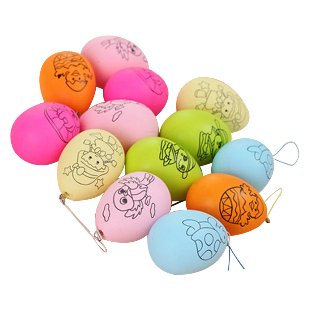 

24pcs Painting Eggs Easter Party DIY Decorative Eggs Random Style