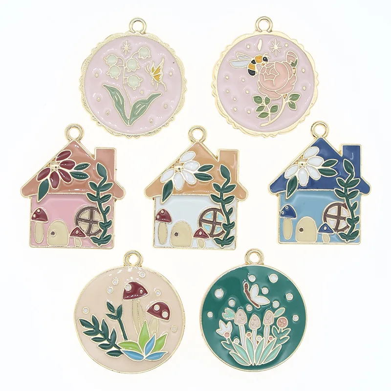 10 шт. круглые подвески в виде пчелы бабочки стрекозы грибов