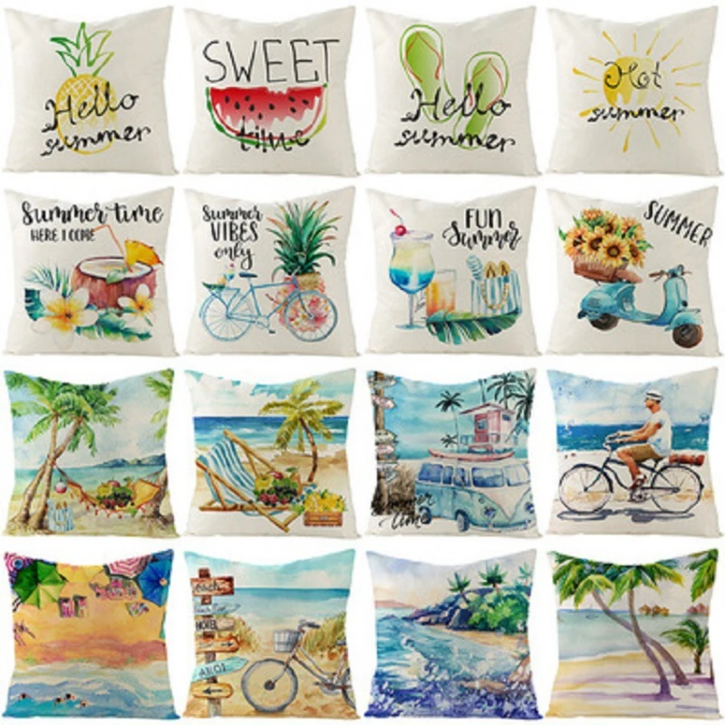 

Summer Fruit Beach Pillowcase for Pillows Hawaii Tropical Fruit Linen Throw Pillow Cover Boho Home Decor 45x45 40x40 Pillow Case
