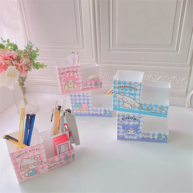 

Kawaii аниме Cinnamoroll Kuromi My Melody милый мультяшный студенческий многосеточный держатель для ручек Канцелярские принадлежности Настольный ящик дл...