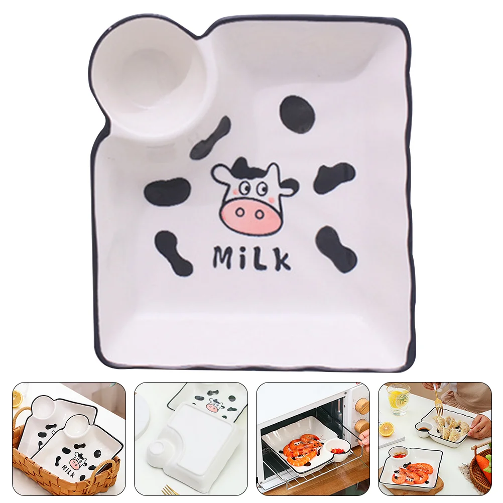 

Plate Ceramic Dinner Cute Children Divided Mealtime Feeding Kitchen Breakfast Kids Serving Dumpling
