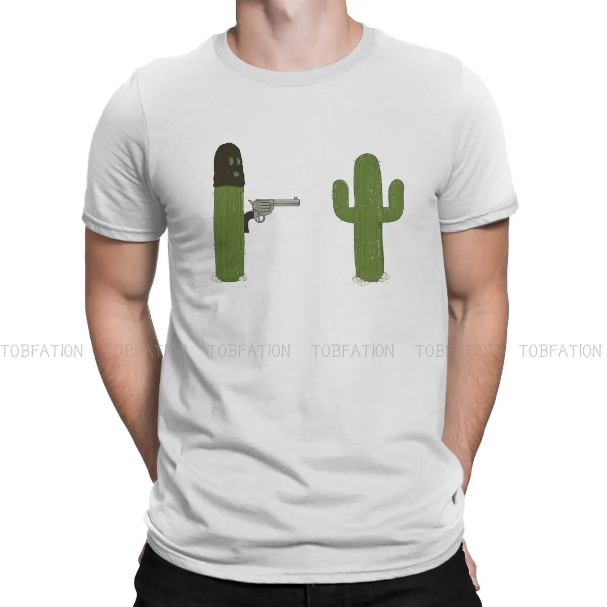 

Tumblr Crewneck TShirts Cactus Bandit Shooting Print Homme T Shirt New Trend Tops 6XL