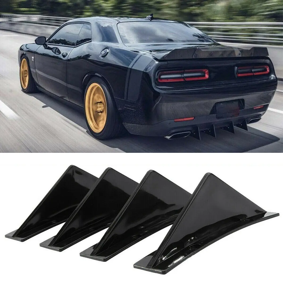 Rear Bumper Diffuser Shark Fins Aprons Cover Sticker Universal For Dodge Charger Challenger SRT RT 2016-2022 Car Accessories