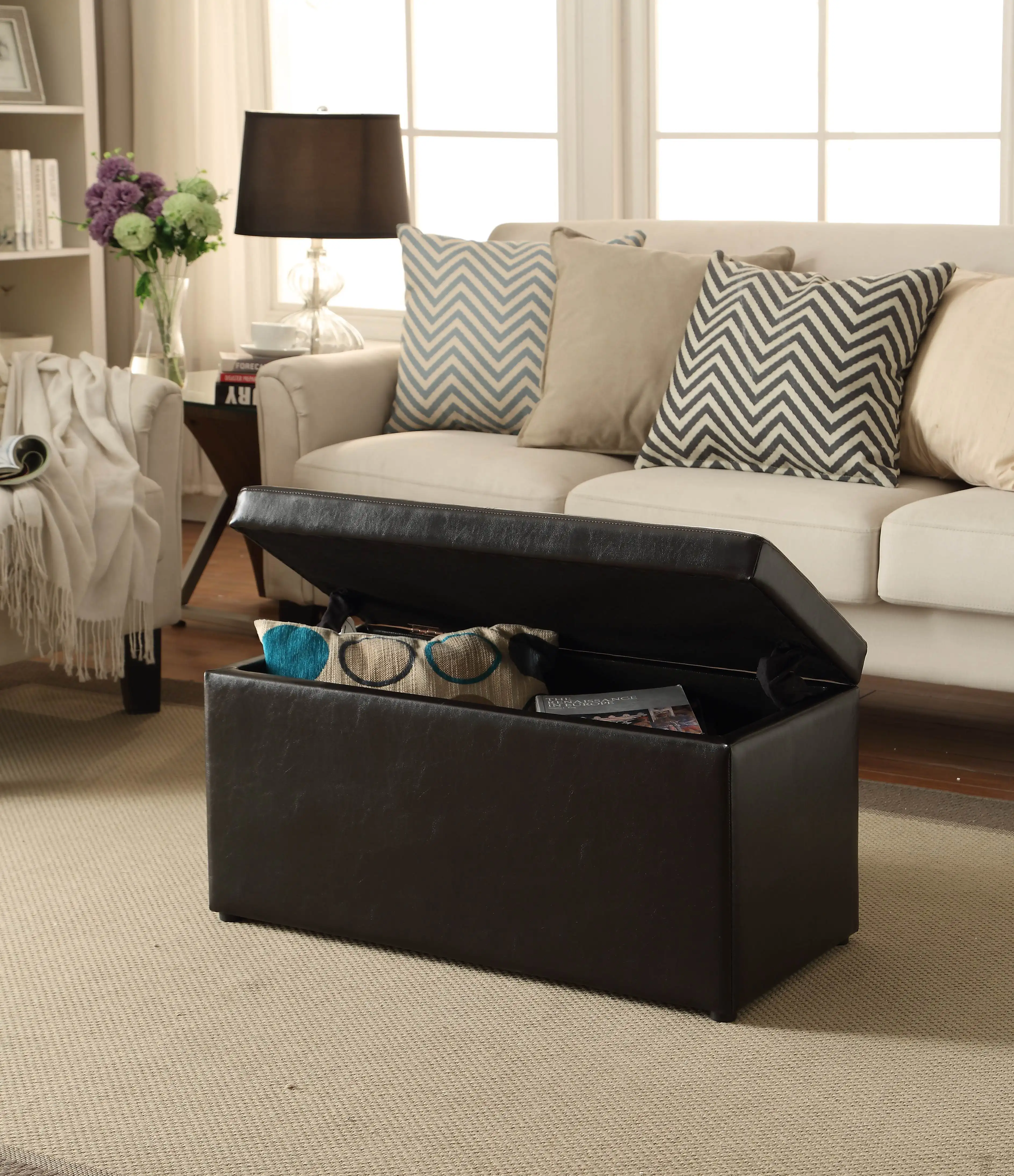

Better Homes & Gardens 30-inch Hinged Storage Ottoman, Brown