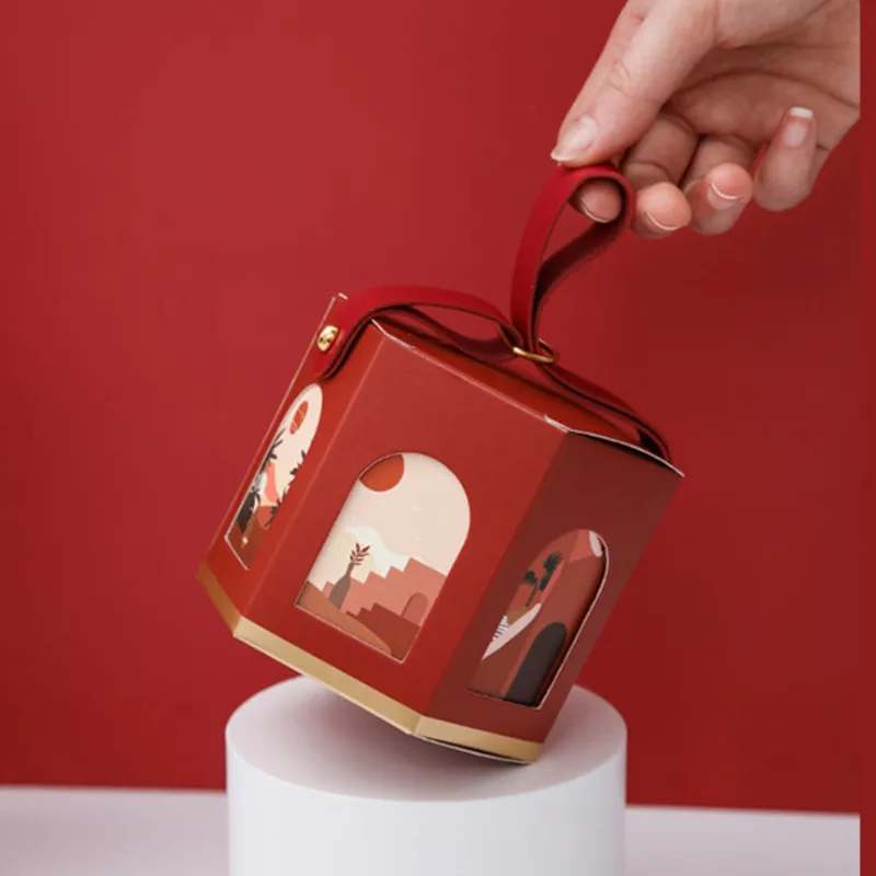 

50/10/20pcs Creative Kraft Paper Candy Gift Box Lantern Hexagon Shape Wedding Favors Cake Gift Packaging Boxes Dragees Box Bags