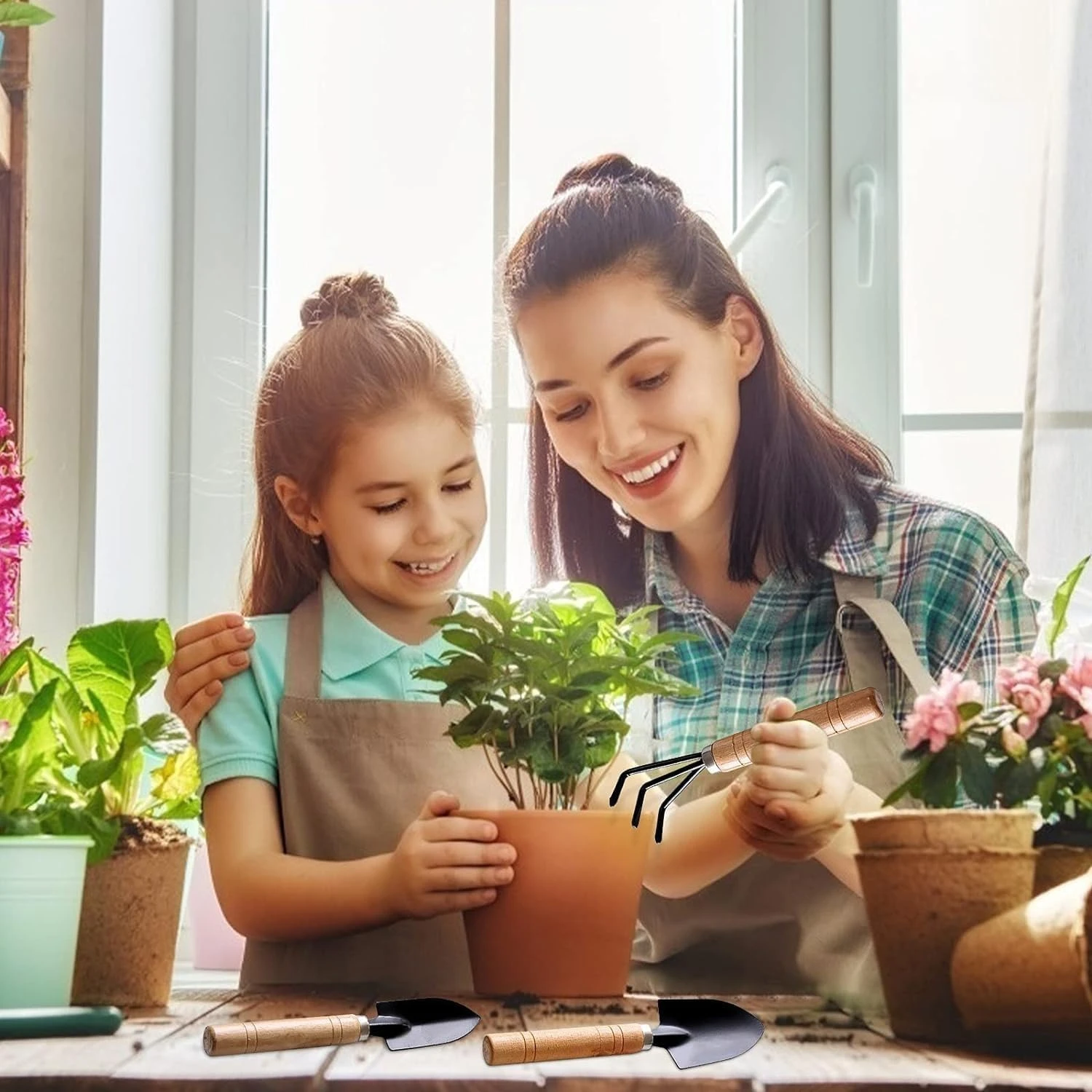 3 шт. садовые инструменты с деревянной ручкой из нержавеющей стали нержавеющая