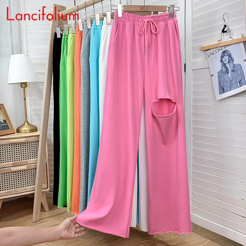 Женские широкие брюки с высокой эластичной талией уличная одежда мешковатые