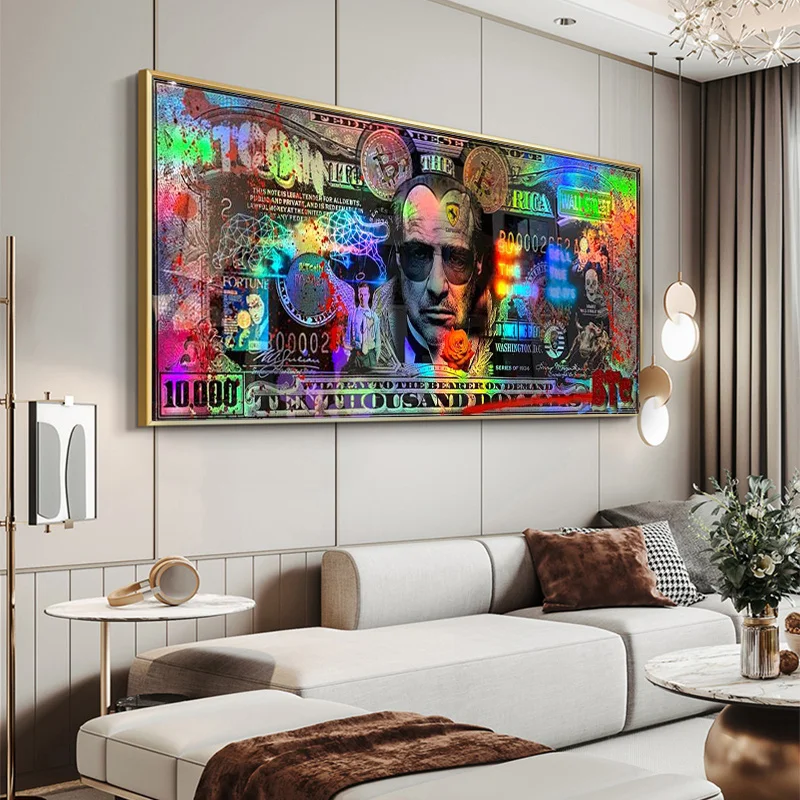 Картина на холсте с изображением крестного отца биткоина |