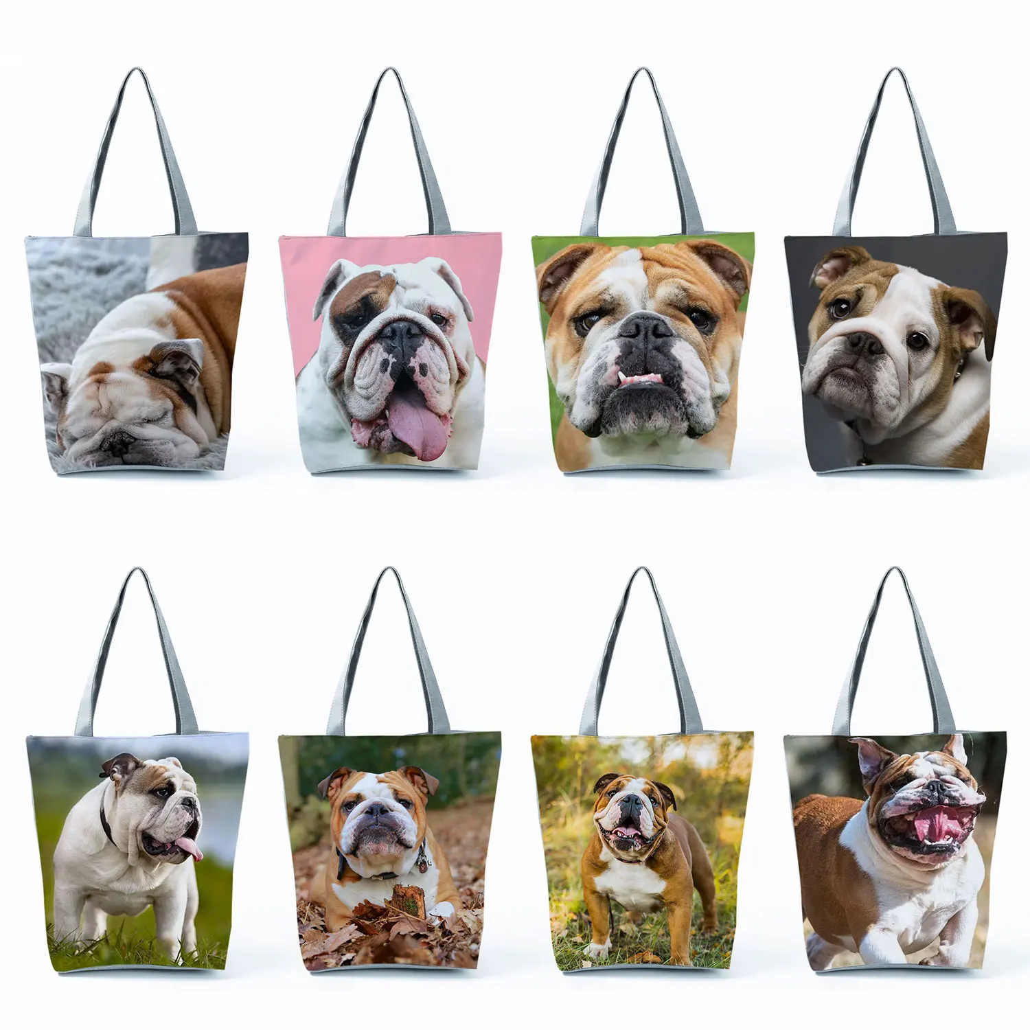 

Вместительные сумочки для вратаря, милые животные, питбулл, собака, британский Бульдог, графические сумки для покупок, Экологичные многоразовые женские пляжные сумки-тоут