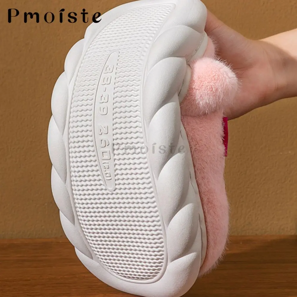 Furry Women Home Slippers Down Cloth Gingham Female Indoor Slippers Soft Fashion Platform Shoes with Fur Couples House Slippers