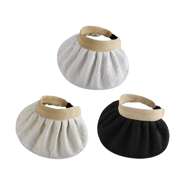 

Unisex Solid Color Wide Brim Sun Hat Summer Spring Outdoor Visor Cap Adjustable Open Ended Hat for Friend Families