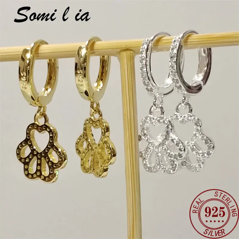 

SOMILLIA 925 Sterling Silver Ear Cartilage Piercing Hoop Earrings for Women Small Huggie Zircon Earings Party Jewelry Accessory