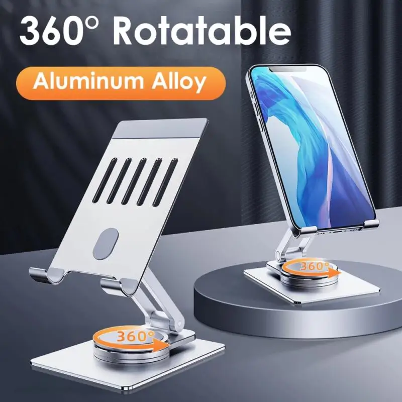 

RYRA 360° Rotation Moblie Phone Holder T631 Aluminum Metal Stand Foldable Table Bracket For IPad Phone Within 12.9inch