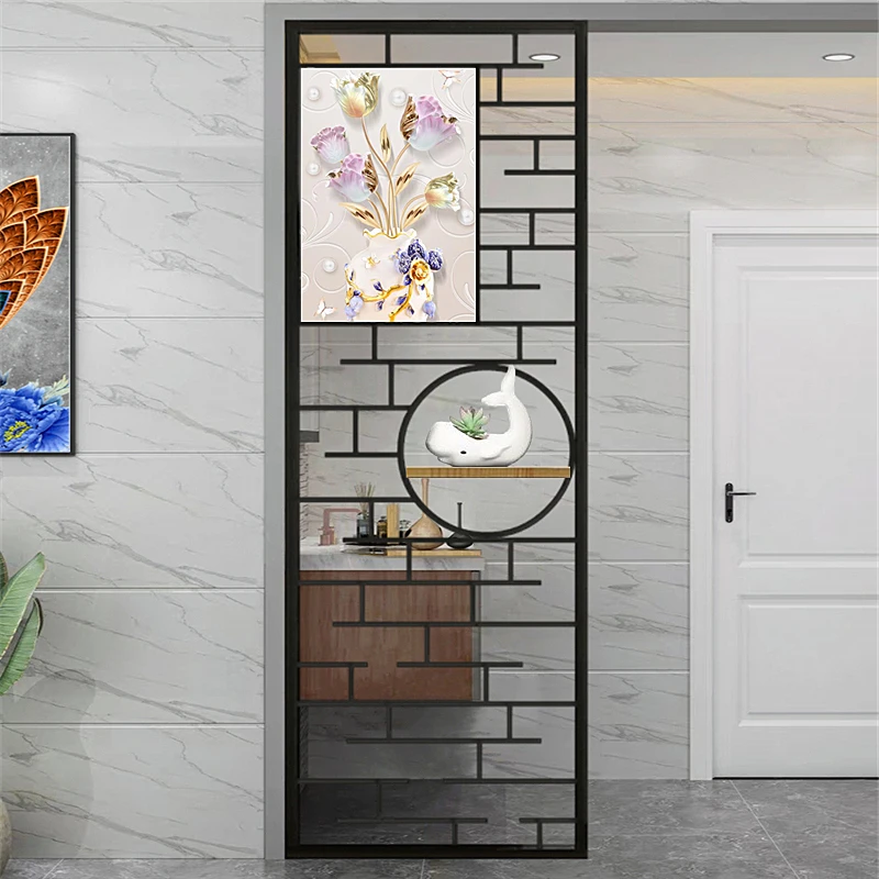 

Металлический светильник для экрана из нержавеющей стали, роскошное современное черное украшение для крыльца, полые металлические перегородки