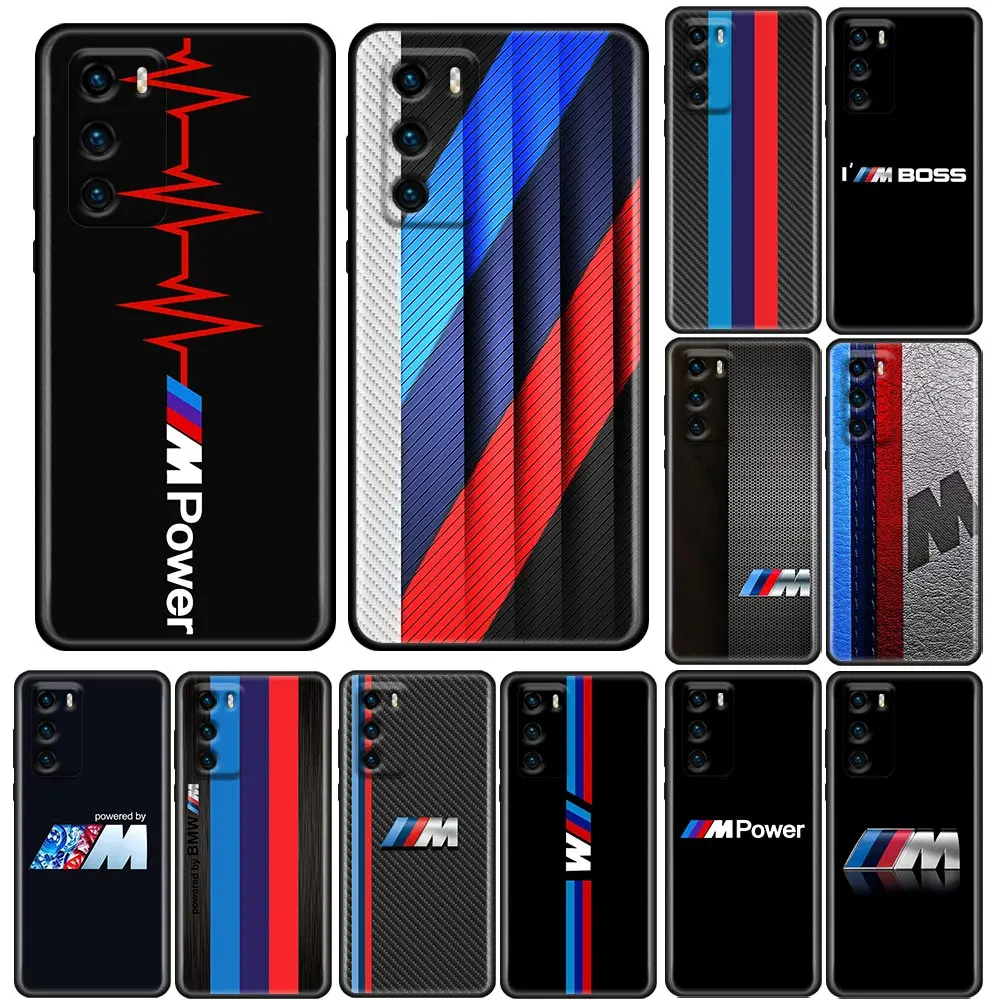

Phone Case for Huawei P50 P50E P40 P30 P20 P10 Smart 2021 Pro Lite 5G Plus Soft Silicone Case Cover Luxury M-Power B-BMW