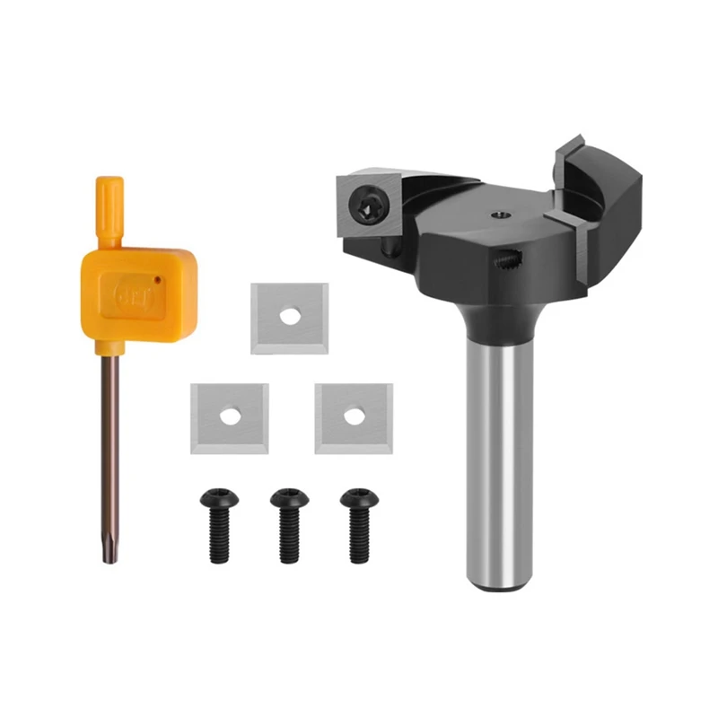 

3-Flute Wood Planer Bit Cutting Diameter Shank Spoilboard Surfacing Router Bit Insert Carbide Slab with 3 Blades