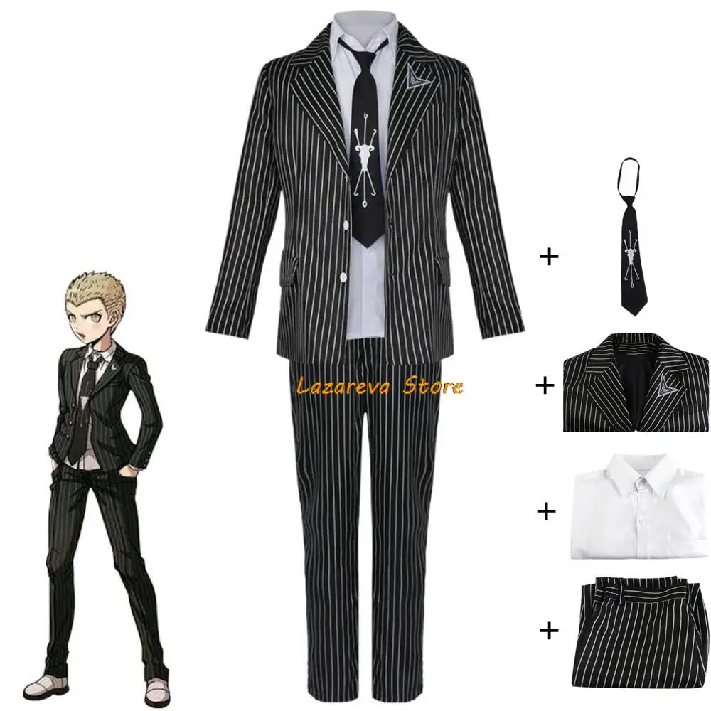 

Anime Game Super Danganronpa 2 Kuzuryuu Fuyuhiko Cosplay Costume Coat Shirt Pants for Woman Man Halloween Striped Uniform Suit