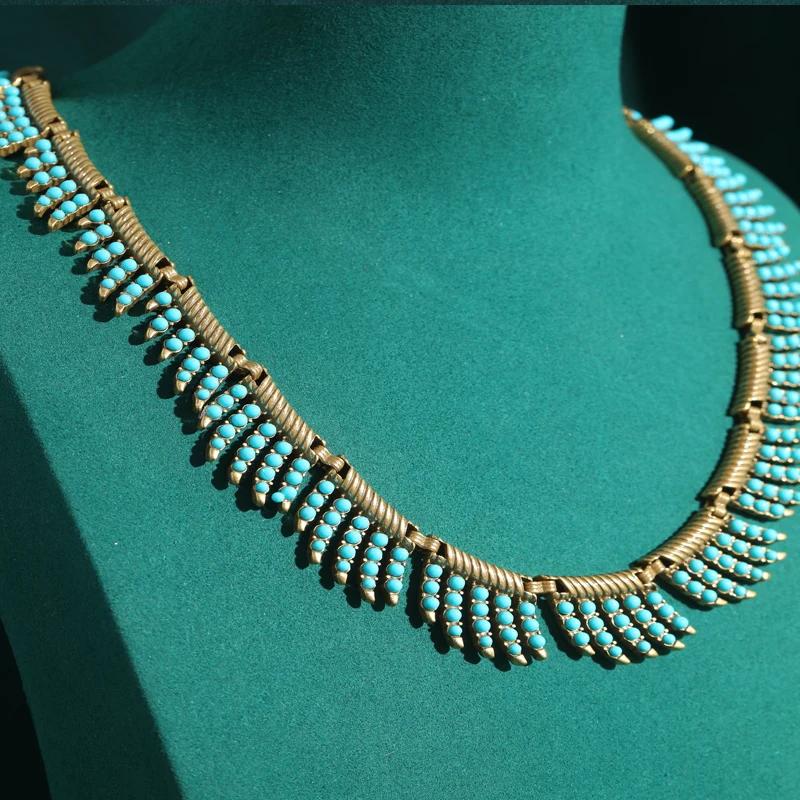 Древний египетский синий и белый каменный воротник Torquse в форме яйца антикварные