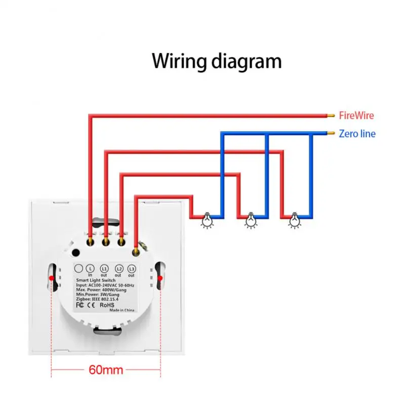 

Voice Control Zigbee Smart Switch No Neutral Wire Required Light Touch Switch Works With Alexa Google Home Glass Panel Tuya