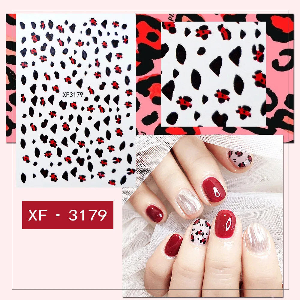 

8 Sheets Various Colorful Leopard Print Pattern Adheisve Nail Art Stickers Decals Accessories Ornaments Tips