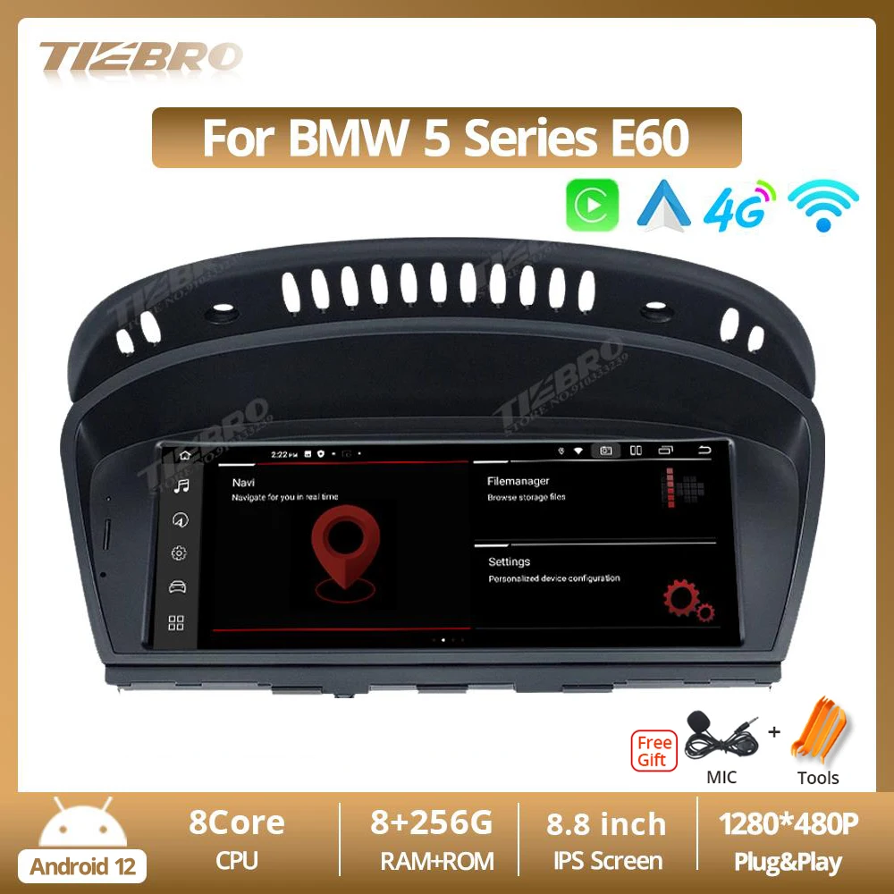 

TIEBRO 8.8 inch GPS 1280*480P Android11.0 Car Radio For BMW 5 Series E60 E61 E62 E63 CCC/CIC Carplay BT System Multimedia Player