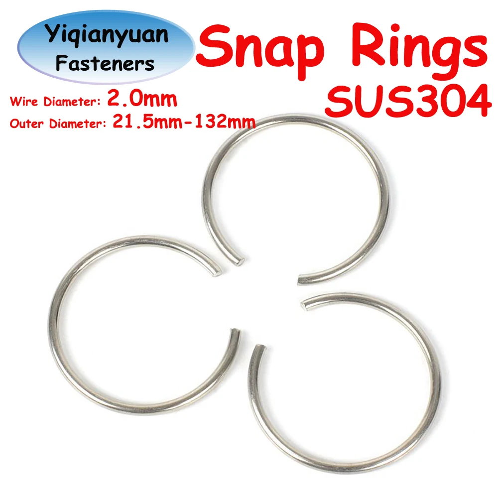 

Диаметр провода Yiqianyuan 2 мм SUS304, круглые стопорные кольца из нержавеющей стали для стопорных колец с отверстиями для вала, наружный диаметр = 21,5 мм ~ 132 мм