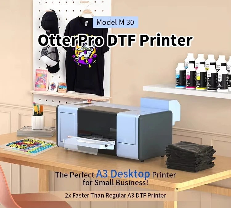 Фото Многофункциональный струйный принтер OtterPro DTF Model M 30 XP600 F1080 A3 для текстиля, настольный, новый, для малого бизнеса №5