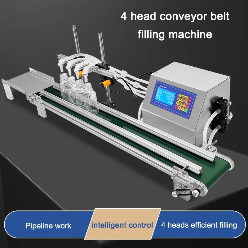 ź wielofunkcyjna automatyczna 4-głowicowa linia montażowa przenośnik taśmowy maszyny do napełniania mały konserwowania cieczy