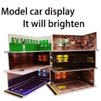 diorama 124 parking lot with light for alloy car models toy pvc garage diy scene diecast car model