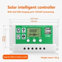 10 30a pwm solar controller 12v24v lithium battery charge and discharge controller dual usb output