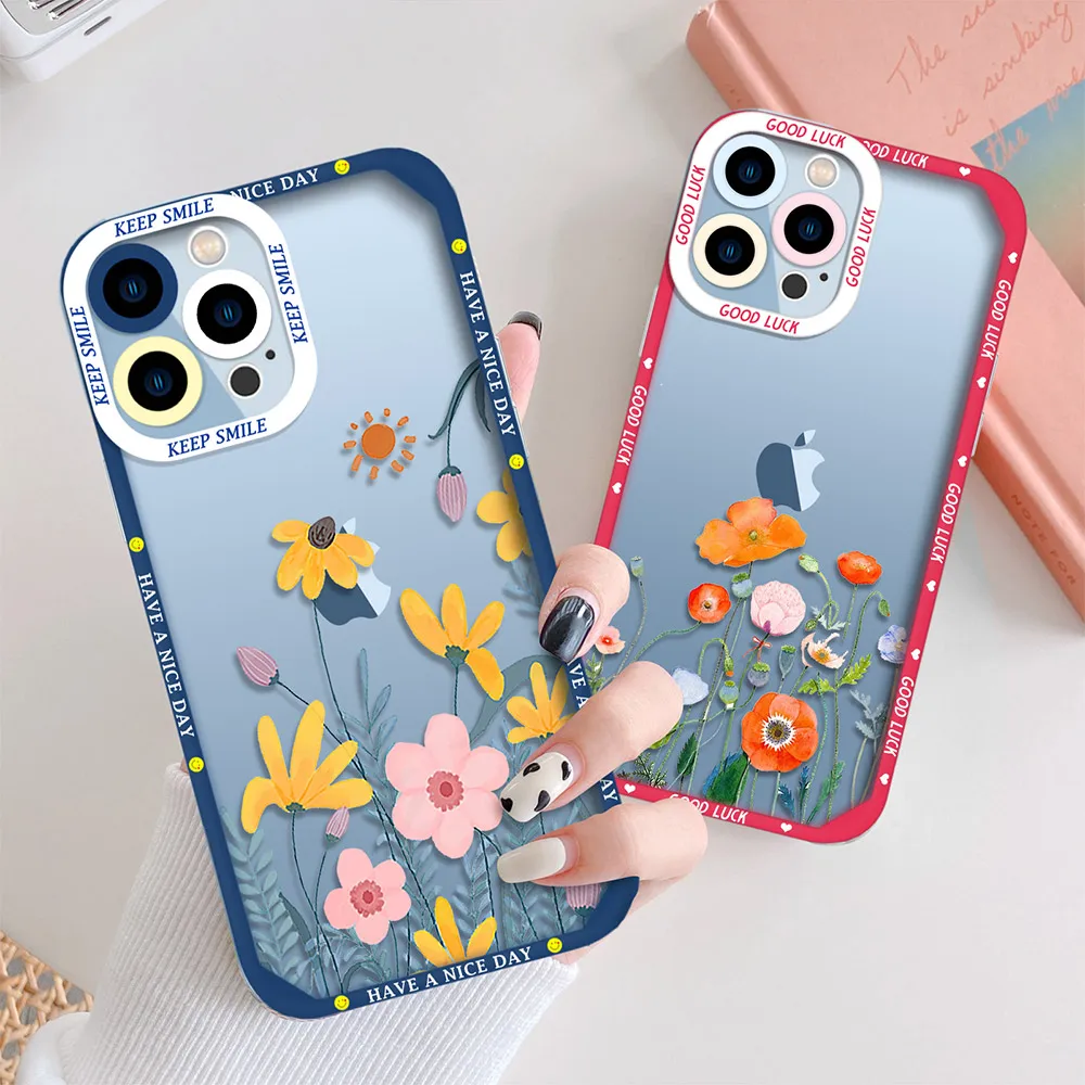 

Flower Clear Case for IPhone 11 12 13 Pro MAX Mini SE2020 7 8 Plus Camera Protection Cover for IPhone X XS XR Bumper Fundas