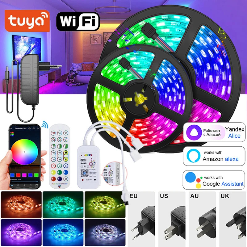 Светодиодная полоса освещения Bluetooth Wifi Alexa Rgb Светодиодная ...