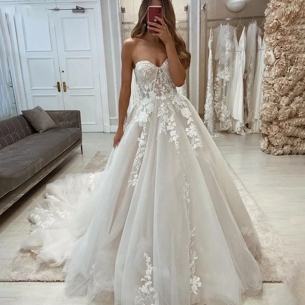 

Roseca Ye Elegant Sweetheart Ivory Wedding Dresses Sleeveless Princess Lace Appliques Bridal Gowns A-line Vestidos De Novia 2023
