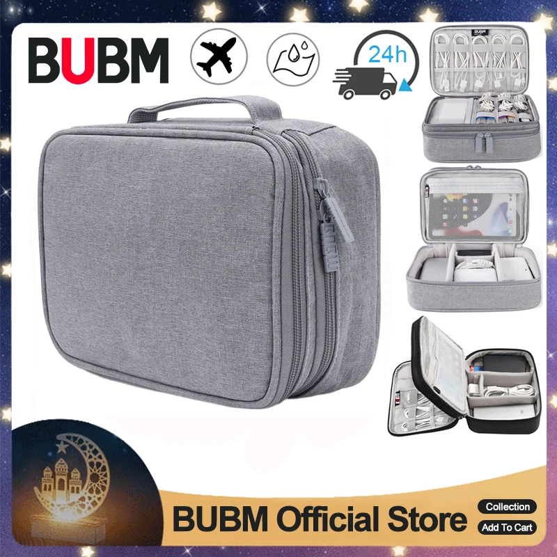 

BUBM Double/Single Layer Storage Bags High Capacity Charger USB Data Cables Power Bank Electronic Accessories Storage Organizer