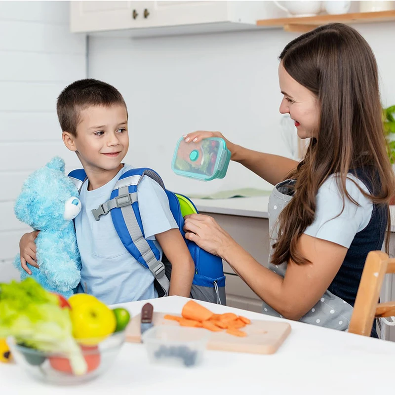 Силиконовый ланч-бокс Bento Box складной контейнер для хранения продуктов с крышками