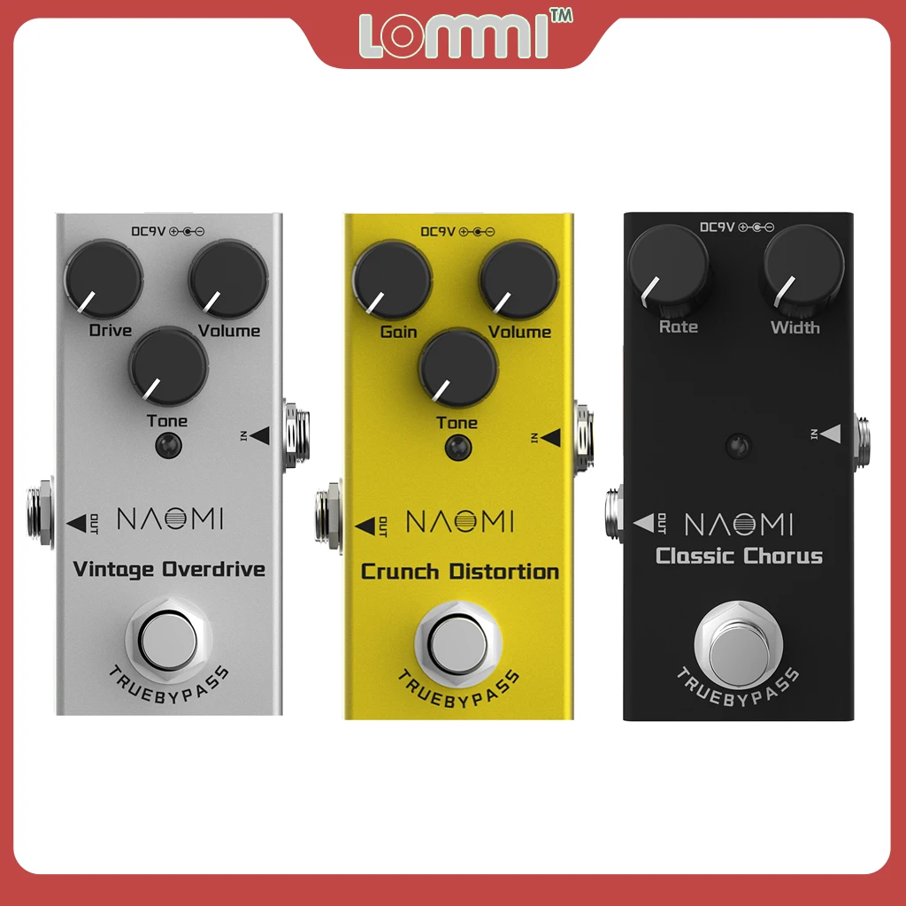 

LOMMI Electric Guitar Effect Pedal Mini Single Pedal Vintage Overdrive+Crunch Distortion+Classic Chorus 1 To 3 Dasiy Chain Cable